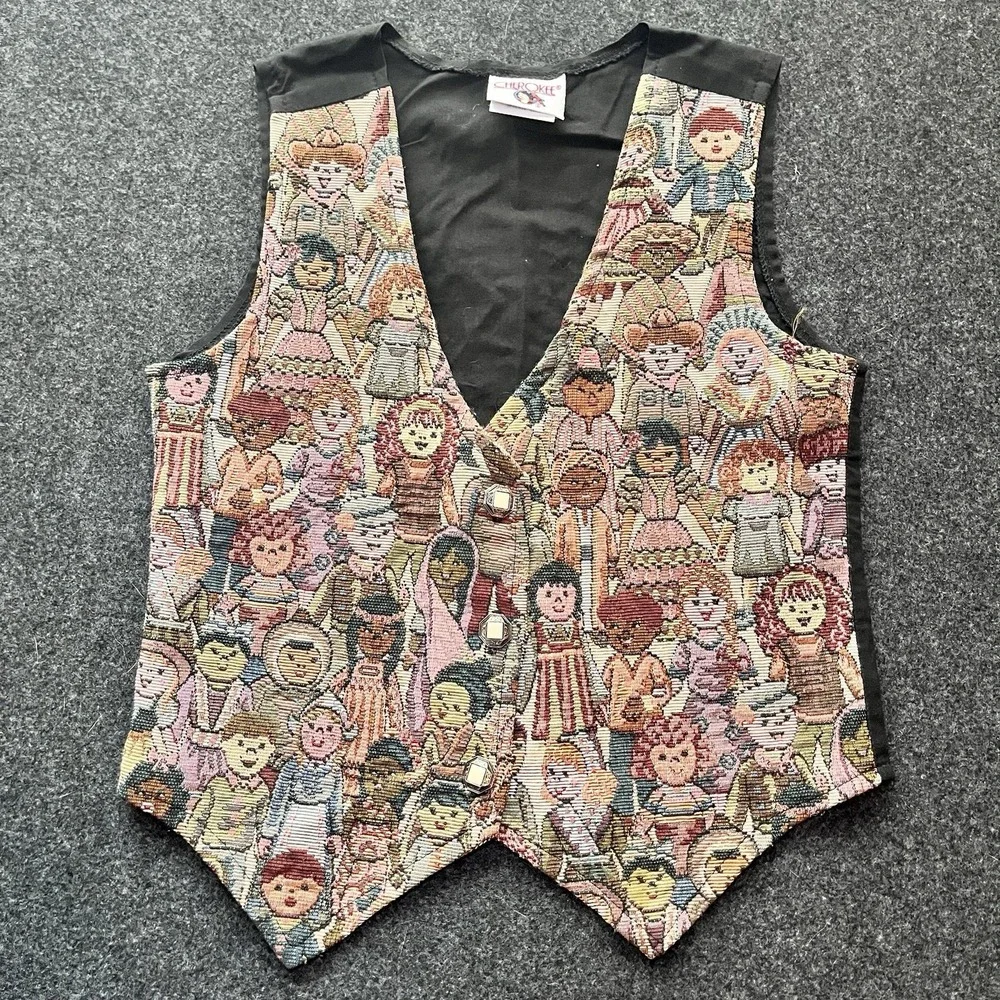 Vintage Cherokee Children‎ of the World Tapestry Vest Girls 6X USA